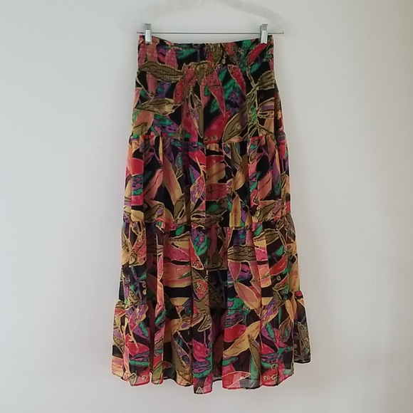 VTG Fashion Bug BOHO Bright Multicolor Floral/Leaves Maxi Gypsy Skirt, Size S - Picture 3 of 16